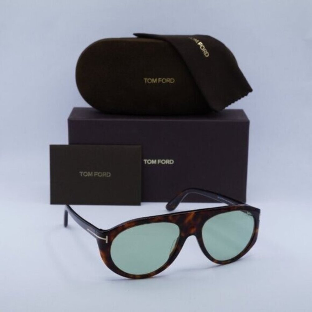 Tom Ford Rex 02 FT1001 54N Aviator Sunglasses - Havana/Green Photohromic - Picture 9 of 9